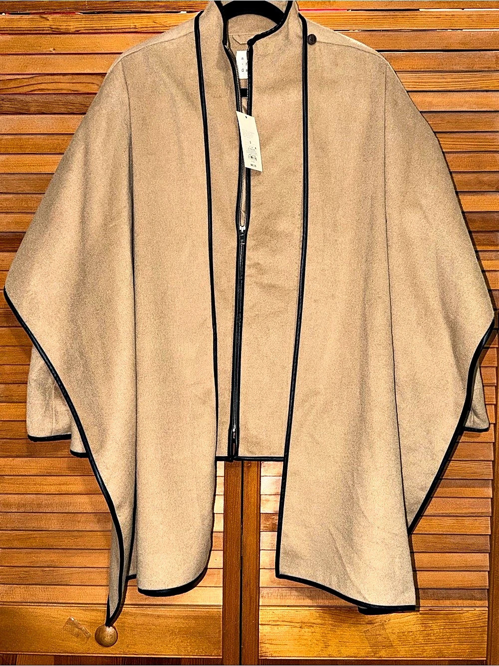 faux wool zip-front cape coat
 Brown Size Small NWT